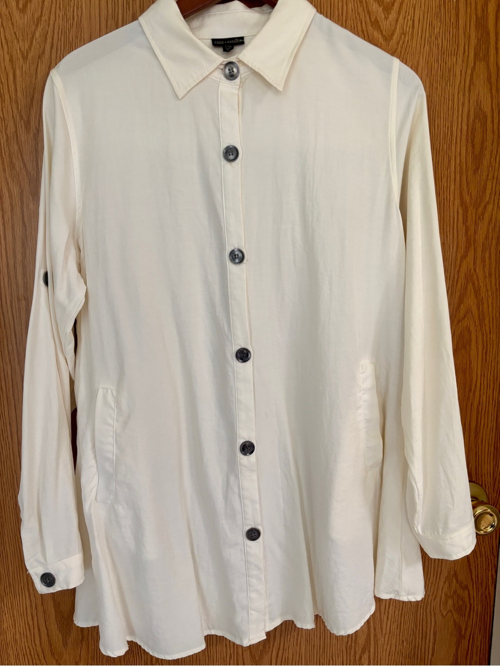 Coco + Carmen Cream Lightweight Button-Front Shirt Jacket